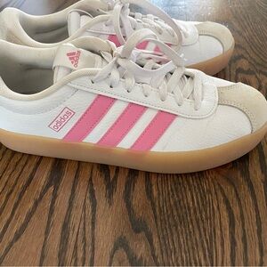 Adidas Women's Pink and White Sneakers